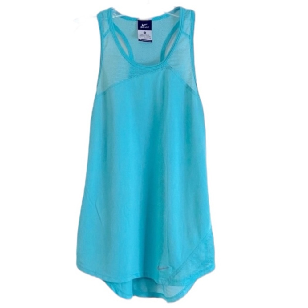 Nike Dri-Fit Women's Small Turquoise Sleeveless Running Tank Top Mesh Detail